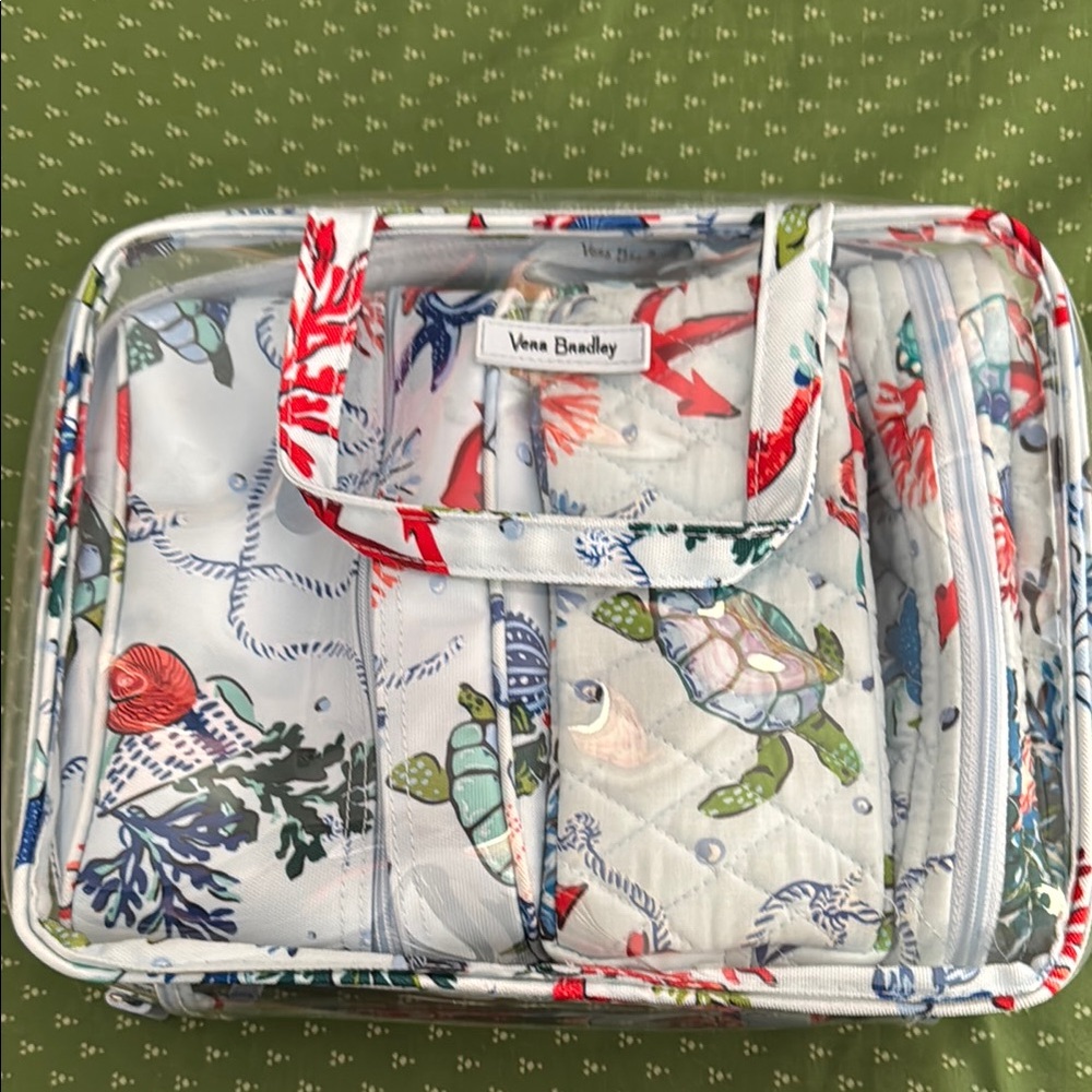 Vera Bradley Red and Blue Cosmetic Bag with nautical Design